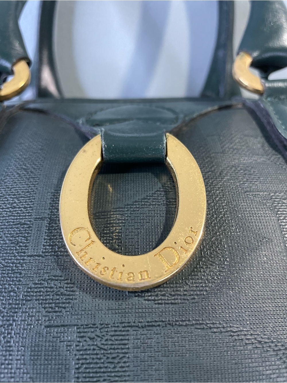 Vintage Christian Dior Hunter Green Oblique Trotter Boston Bag - Picture 4 of 11